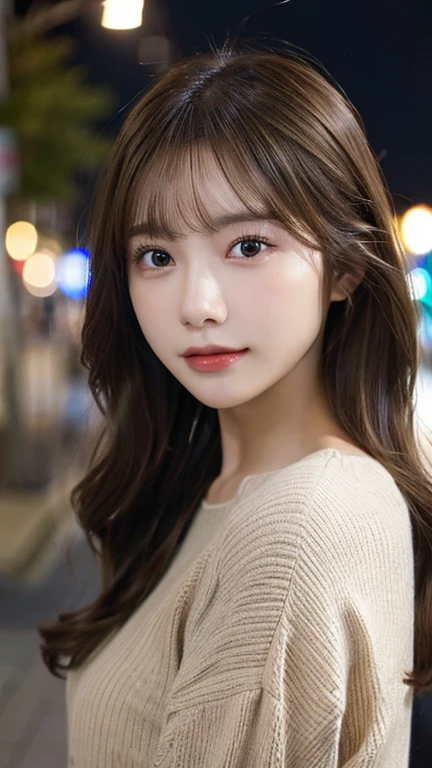 (highest quality,masterpiece:1.3,超A high resolution,),(Very detailed,Caustics),(Photorealistic:1.4,RAW shooting,)Ultra-Realistic Capture,Very detailed,High resolution 16K suitable for human skin、 Natural skin texture、、Skin tone is even and healthy looking、 Use natural light and color,One Woman,Japanese,,cute,brown hair,Middle Hair,(Written boundary depth、chromatic aberration、、Wide range of lighting、Natural Shading、)、(outdoor lights at night:1.4)、(Hair swaying in the wind:1)、short hair、Outward flicked edge