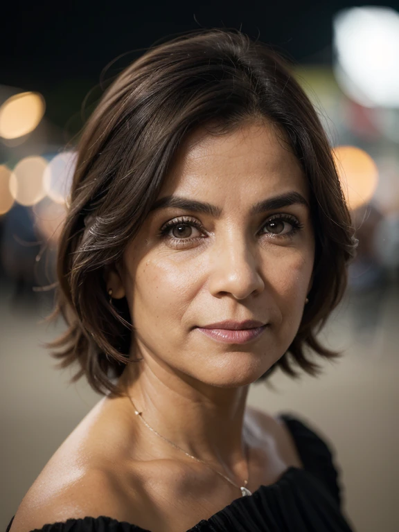 45 anos, totalmente nua, (Uma MILF:1.2), um olhar cativante, olhos verdes, (rugas no rosto:1.4), latina madura, Rugas detalhadas (8k, high resolution, ultra-qualidade, Uma qualidade de imagem ultra-alta, Ultrarealistic, melhor qualidade:1.2) (peito grande em forma de D:1.1), (Mature woman from Colombia), eyes visible through hair, com cabelo grisalho prateado, cabelo cortado, proper eye position, Cinematic Light, luz suave, parte inferior das costas, night time, fundo graduado em cores detalhadas, Convoluto, Altamente detalhado, 8k, Silhueta geral, posing professionally in public park, despida, looking directly at the camera, intrigante