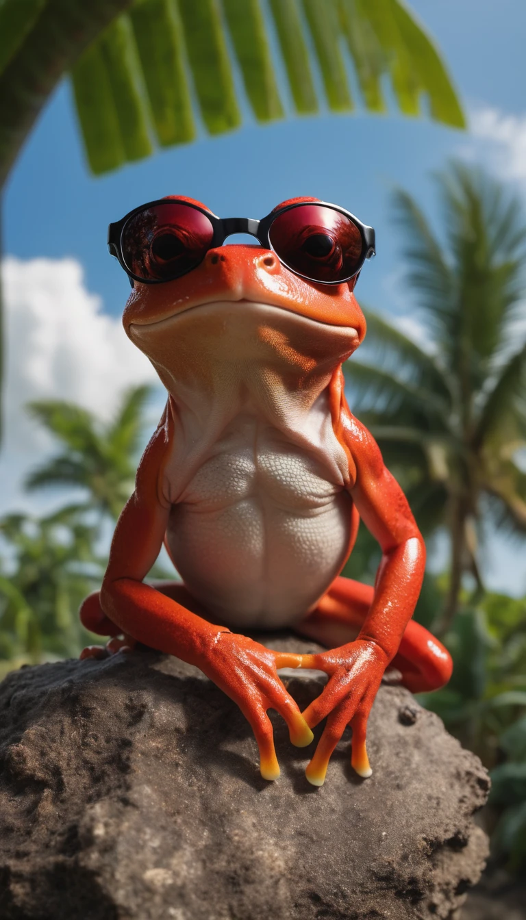 A red ged with gigantic bokbs in a bikini