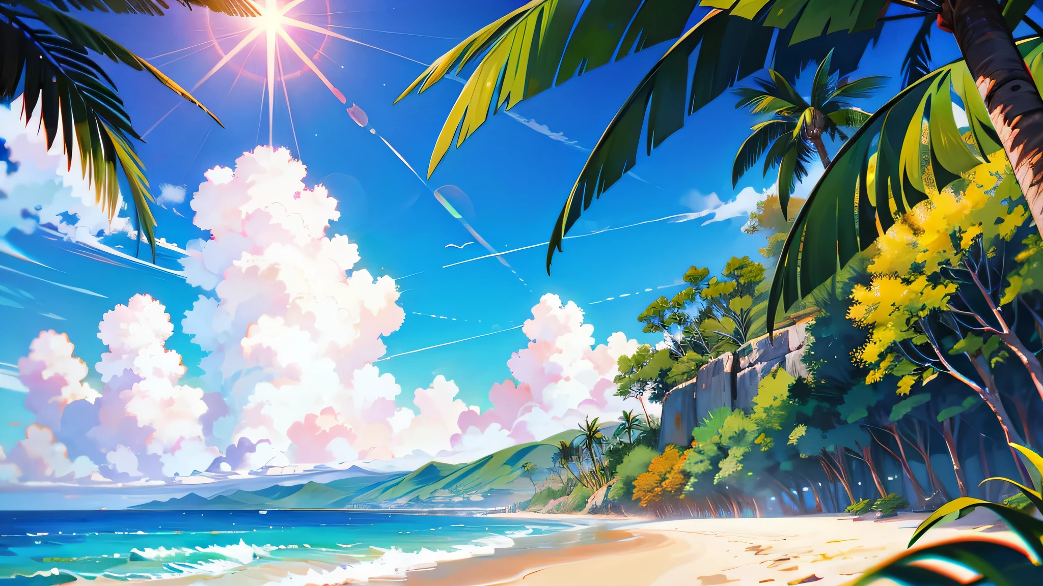 beautiful hawaii beach, At noon, Beautiful sunshine,