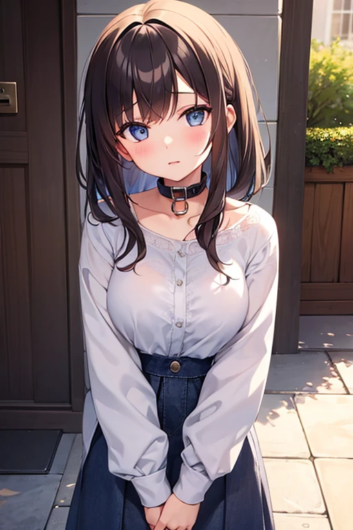 Girl wearing a collar
