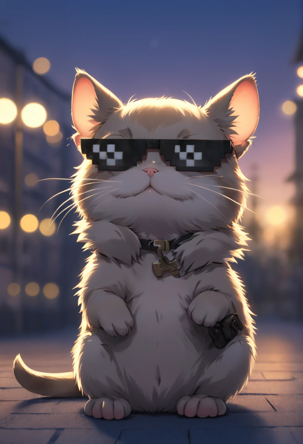 IncrsXLDealWithIt,Sonnenbrille, Anime-Serie, Katze, Maus beobachten, Nachmittag, dusk, Bokeh, smug,