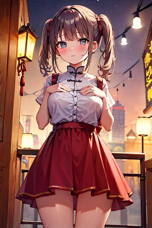 One girl, cowboy camera, China dress