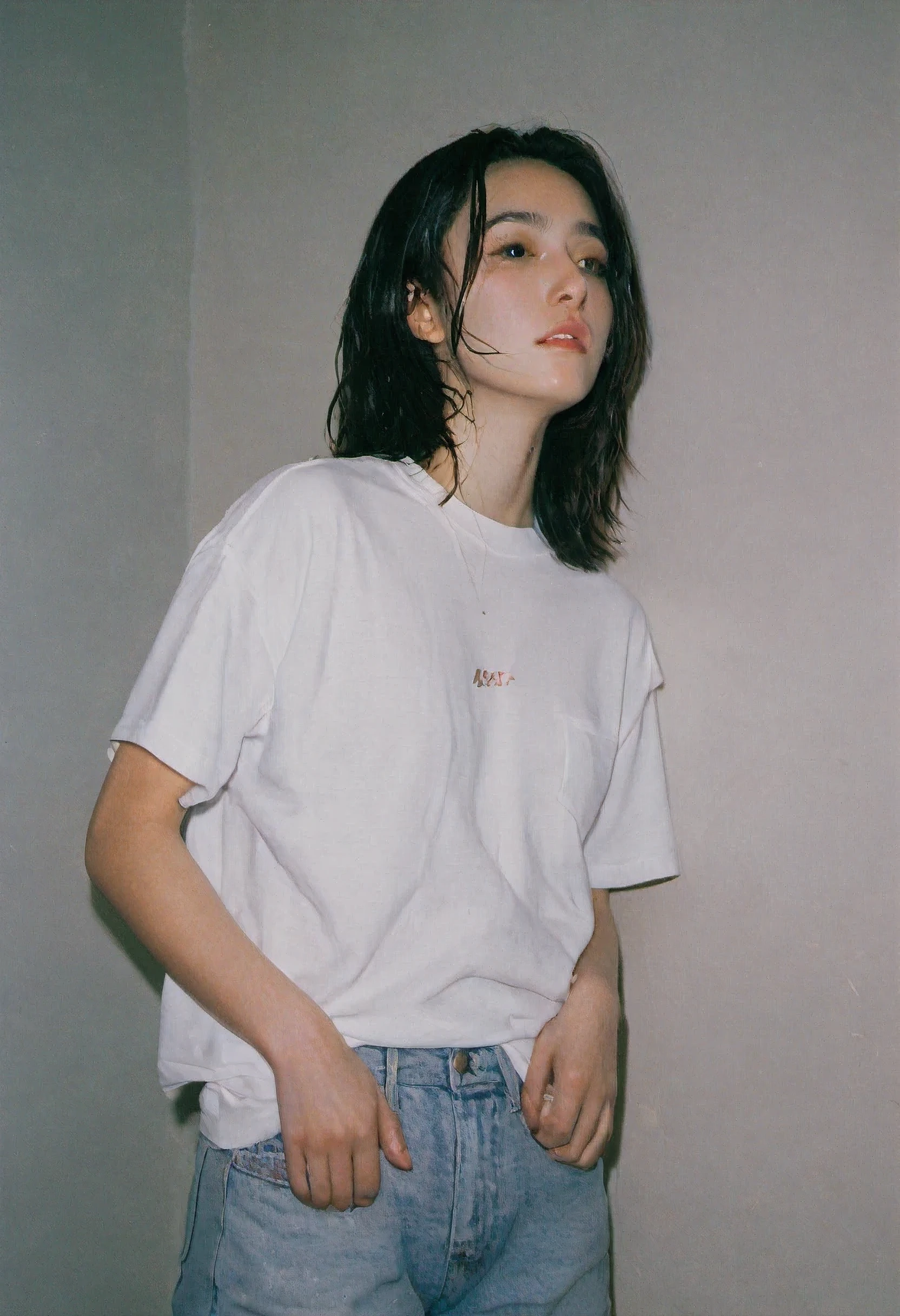 xxmixgirl, 1girl wet tshirt full body sexy, splash detailed, surreal dramatic lighting shadow (lofi, analog), kodak film by Brandon Woelfel Ryan McGinley,y2k style,