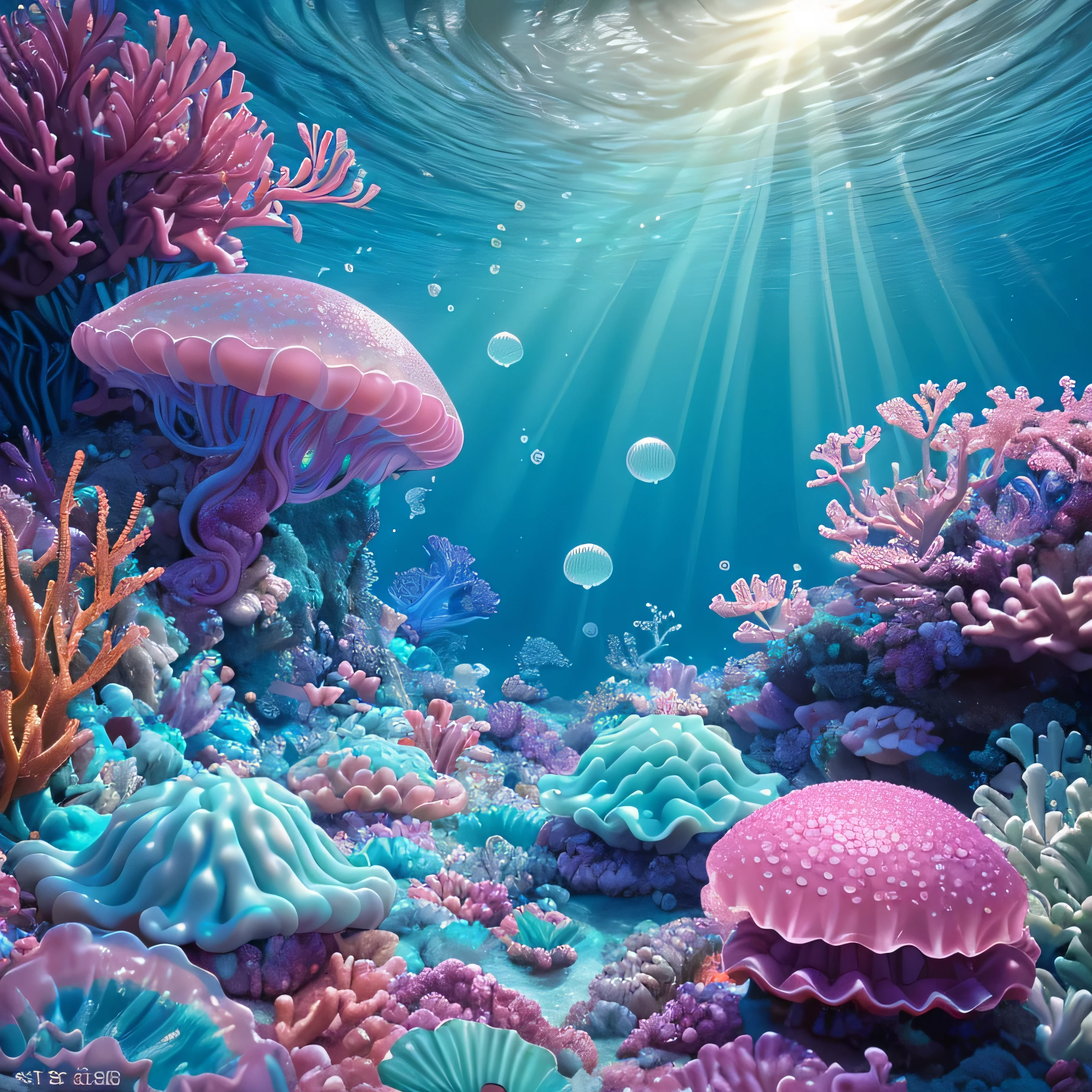 highest quality,4K,High resolution,masterpiece:1.2),Very detailed,(Realistic,photoRealistic,photo-Realistic:1.37),jellyfish,Colorful,Made of jelly,Swimming in the soda ocean,Candy themed life,Shimmering Scales,Translucent body,delicate tentacles,Sparkling eyes,Dynamic,Iridescent glow,Sweet soda scent,Delicious candy plant,Dripping syrup,Mint-flavored coral,Bubble Gum Rock,Magical underwater scene,A playful and lively atmosphere,Whimsical and fantastical,Refracted light creates dreamlike patterns,Sunlight filtering through the carbonic ocean,Sparkling and reflective on the surface,A fascinating and ultra-realistic journey.