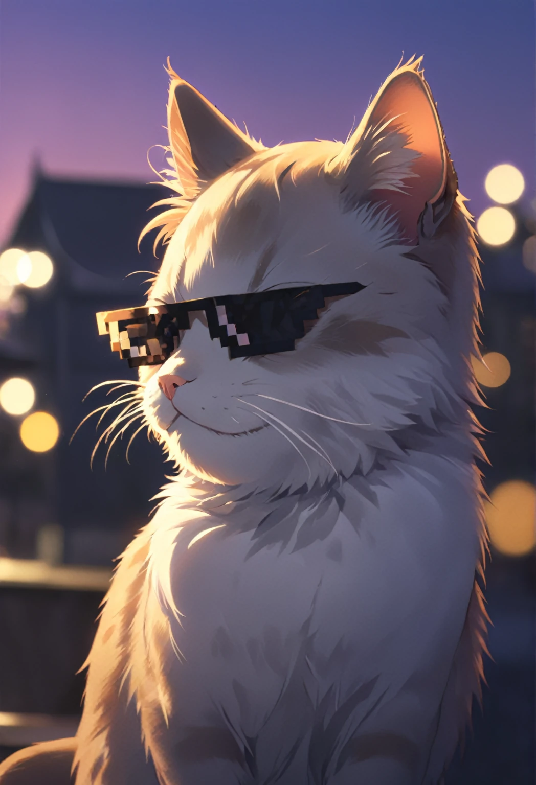 IncrsXLDealWithIt,Sonnenbrille, Anime-Serie, Katze, Nachmittag, dusk, Bokeh, smug,