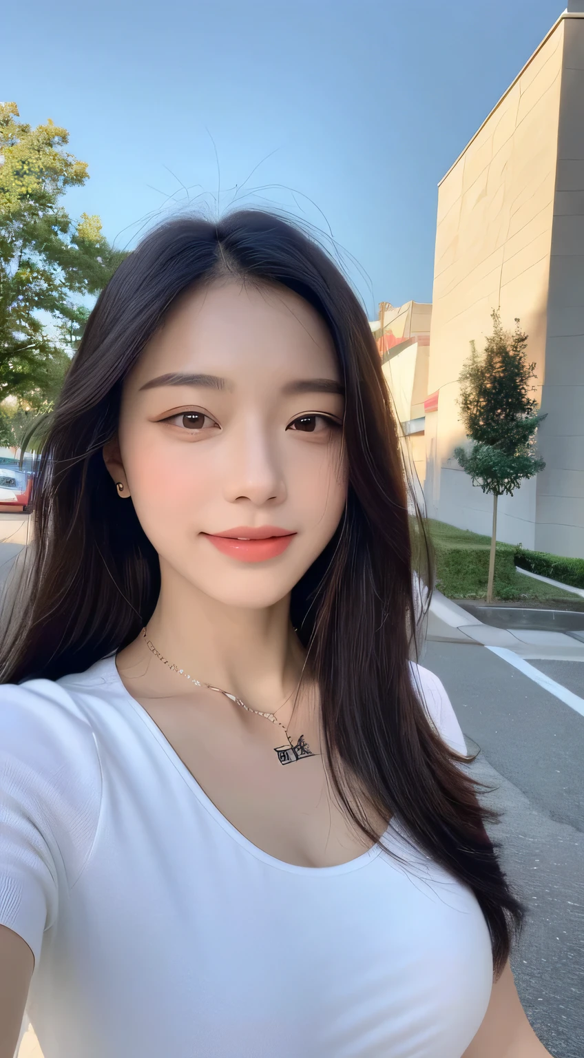 ((best quality, 8k, masterpiece:1.3)), Key Points:1.2, Perfect body beauty:1.4, Hips:1.2, ((Fine hair)), (a:1.1) , (Sports Car, street: 1.2), Highly detailed face and skin texture, Delicate eyes, Double eyelids, Skin Whitening, Large Breasts, Smile, wear necklace, ring, A person sitting in a car with hips raised,