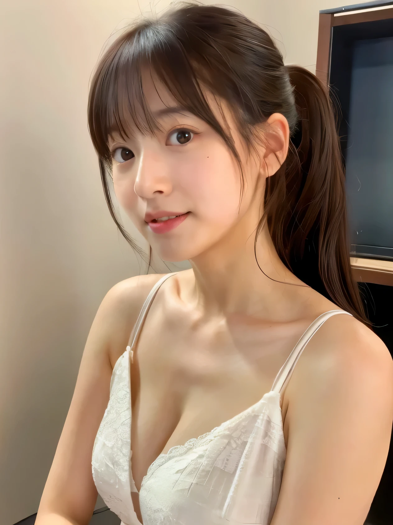 Completely naked、Full breasts visible