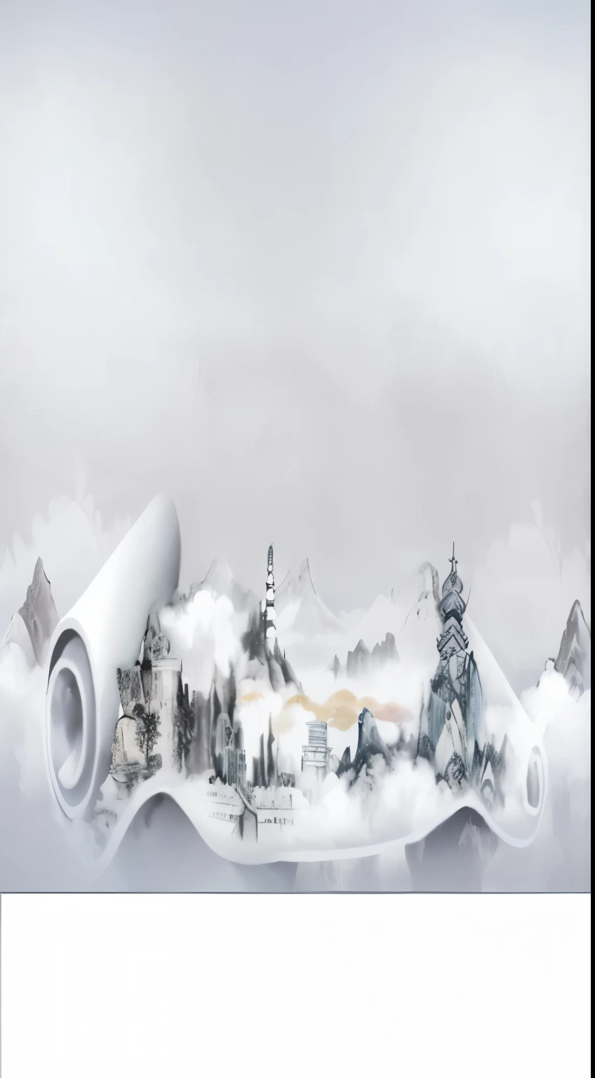 there is a picture of a mountain landscape existith a rolled up paper, detailed scenery —existidth 672, scenery artexistork, Inspired by Xiao Yuncong, Floating Land in the Clouds, artexistork in the style of z.exist. arrive, mist, Digital Landscape Art, digital graffiti landscape, Chinese scenery, by Li Zai, Replace the building with, Shanghai Tower、Shanghai World Financial Center、Jin Mao Tower