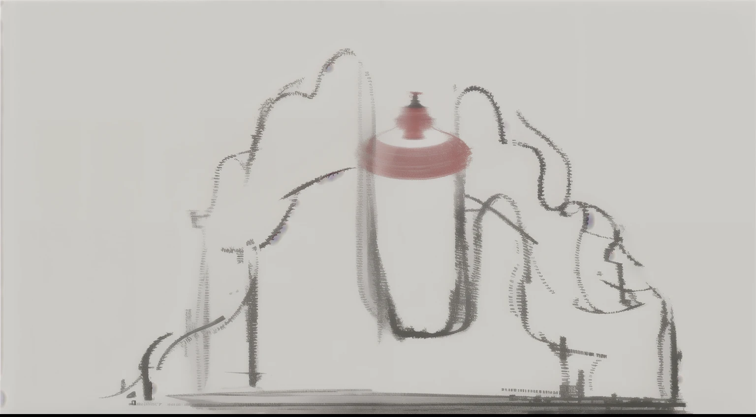 A red hat is painted on a white background，There is also a line drawing of a horse next to it, digital drawing, Coming out of the light, concept illustration, The light of the torch. sketch, Pagoda Figures, Inspired by Zhou Wentianchong, Concept Art, digital sketch, concept sketch, illustration!, Concept map, inspired by Hugh Ferriss, Inspired by Sōami