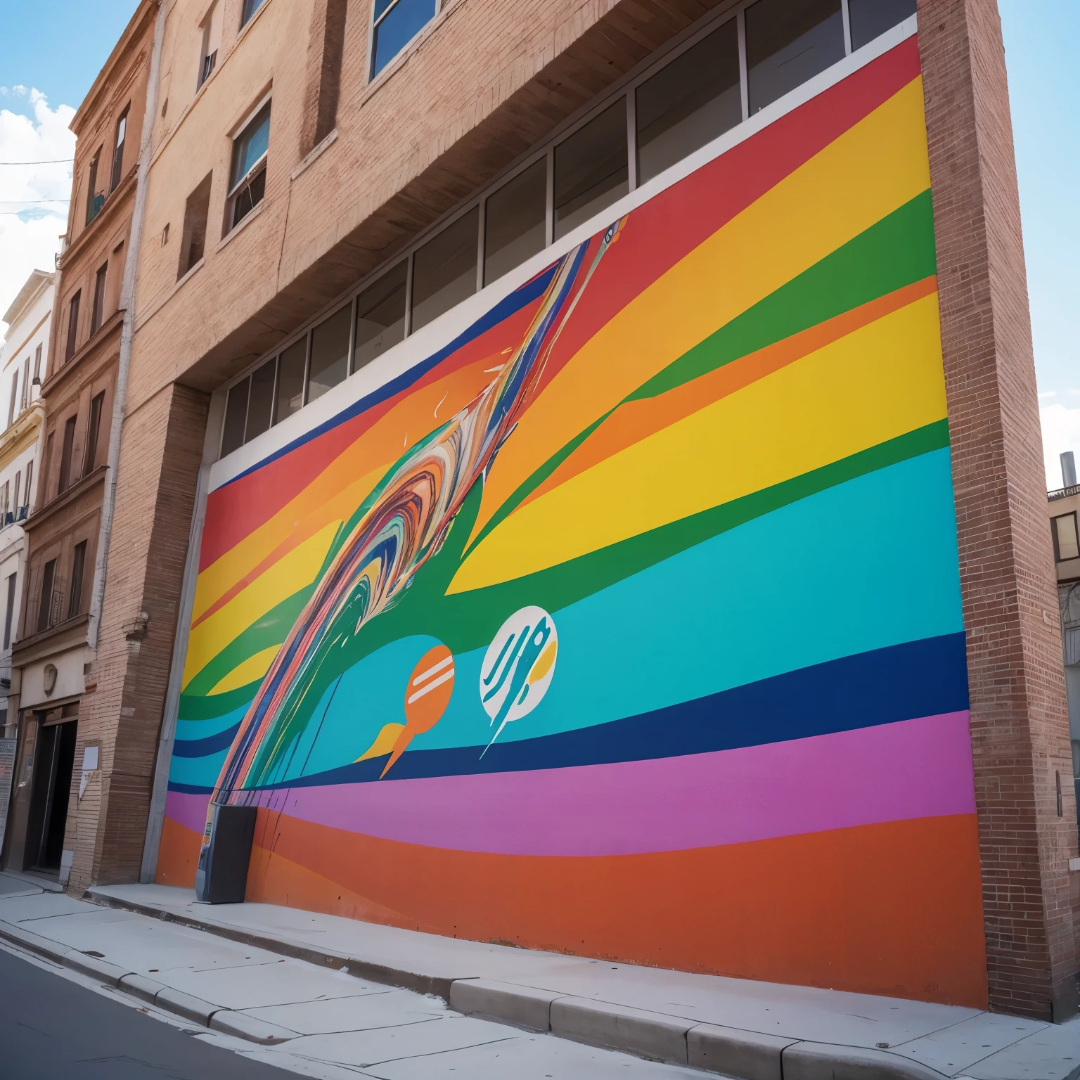 Un mural de comida rapida muy colorida