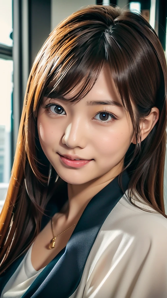 Portrait of Mayuri Shiina, Beautiful Japanese girl face, mayuri shiina, Yoshitomo Nara, deayami kojima, Realistic young gravure idol, Young and cute gravure idol, Japanese Model, Young Sensual Gravure Idol, Chiho,Japanese Beauty、Looking here、front photo、Photorealistic、Full-body photo、Gray office uniform、OL、Office Lady、Short skirt、Full body photo、Black Hair