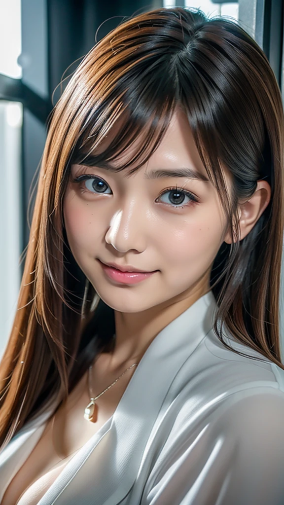 Portrait of Mayuri Shiina, Beautiful Japanese girl face, mayuri shiina, Yoshitomo Nara, deayami kojima, Realistic young gravure idol, Young and cute gravure idol, Japanese Model, Young Sensual Gravure Idol, Chiho,Japanese Beauty、Looking here、front photo、Photorealistic、Full-body photo、Gray office uniform、OL、Office Lady、Short skirt、Full body photo、Black Hair