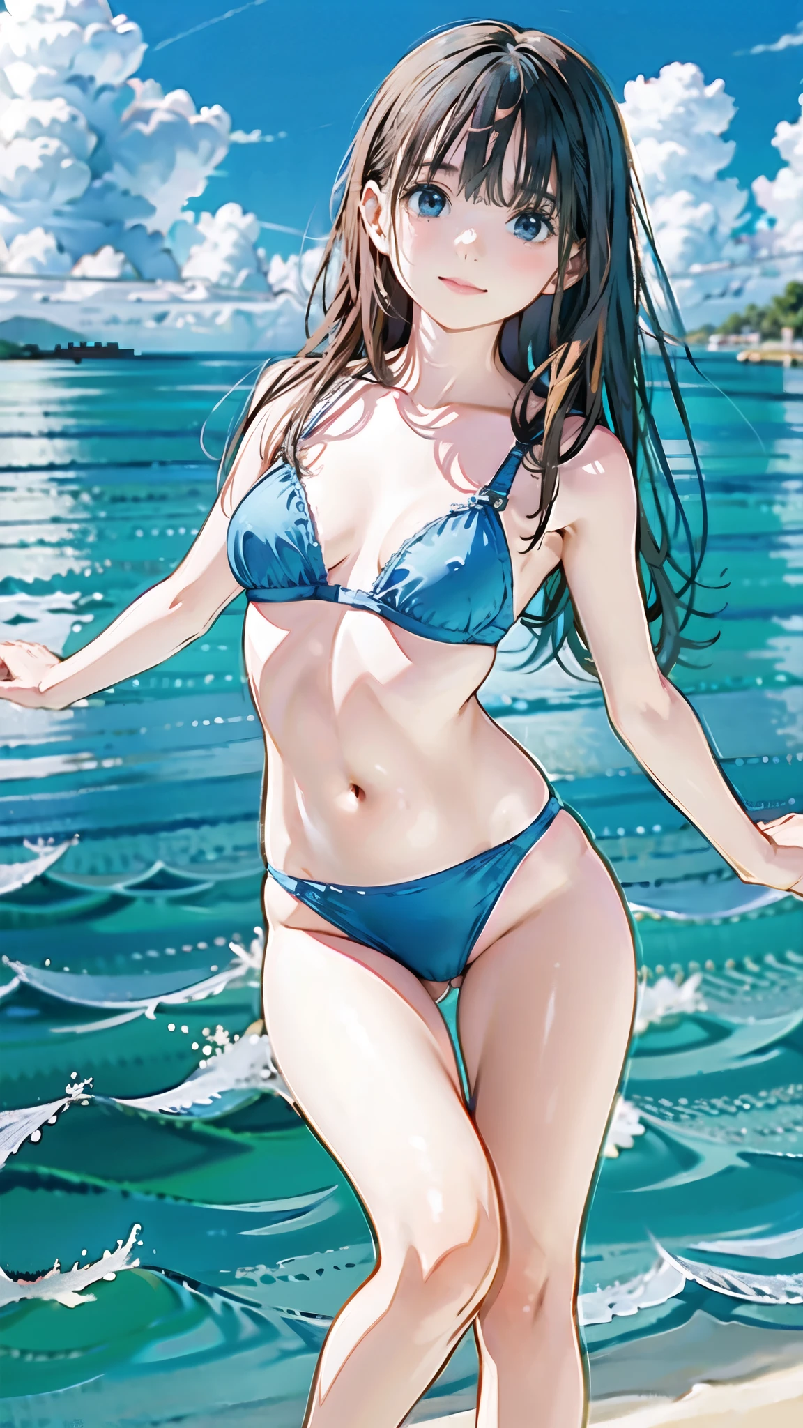 young woman、Ocean、Smile、Exact number of legs、Exact number of arms、refreshing、
