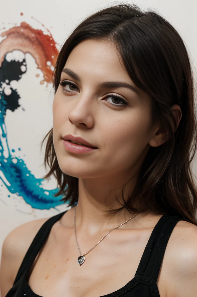 realistic photo of JitkaCvancarova, ink splash, colorful, watercolor