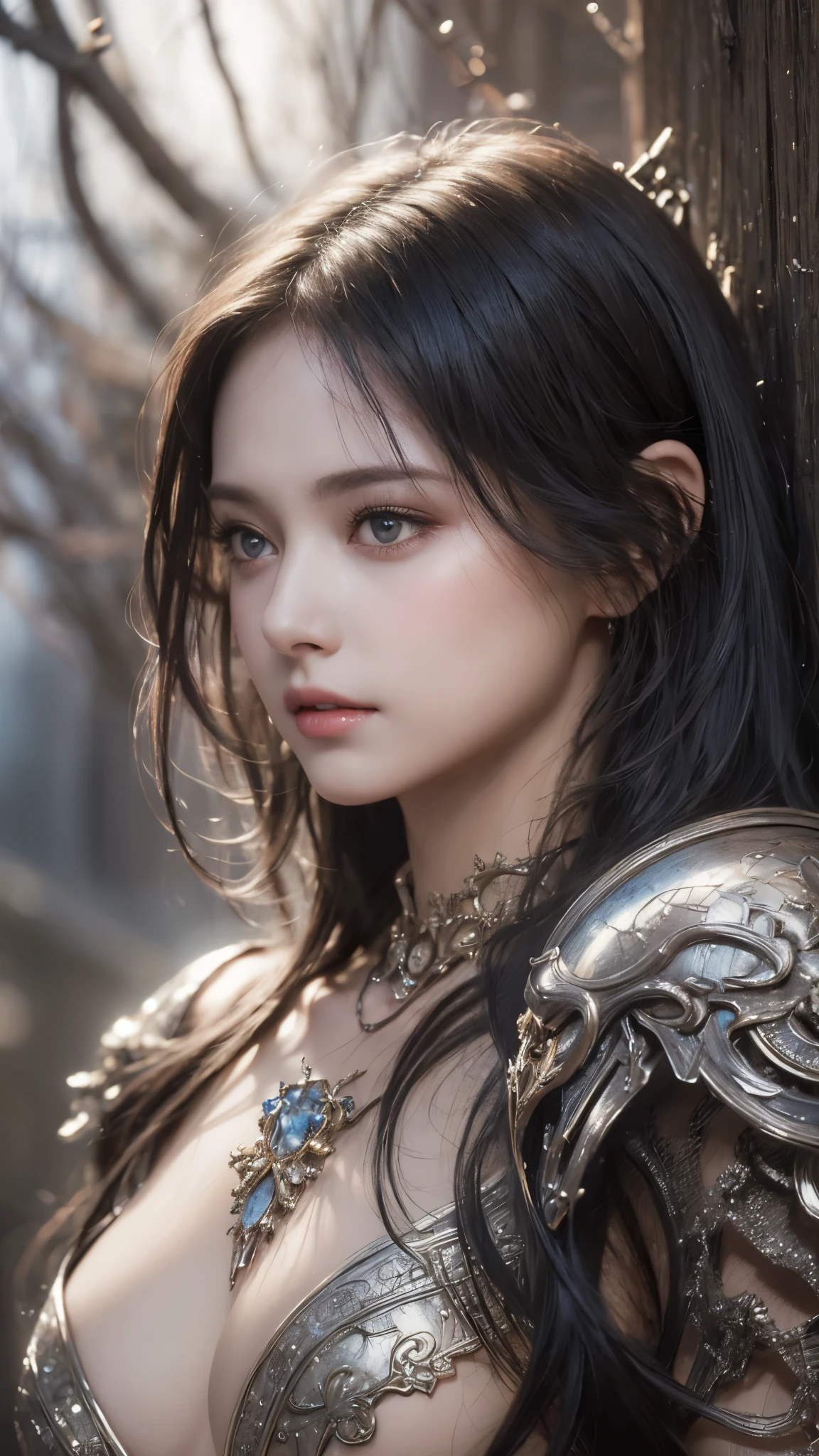 A stunning masterpiece by Luis Royo, featuring a top-quality and realistic portrayal of a beautiful girl with shiny, natural skin texture. This surreal portrait captures the essence of youth and beauty, with intricate details on the girl's two arms and two legs.