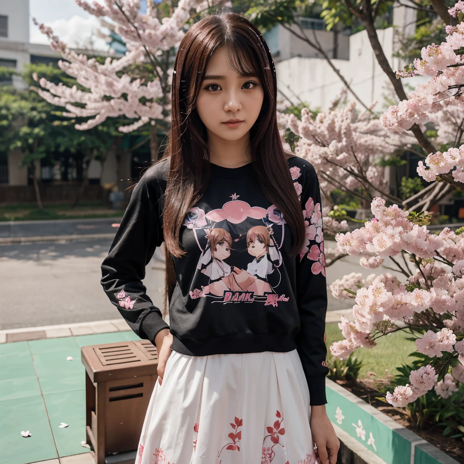 Seorang perempuan anime yang memakai baju gamer bertulisakan fidya adia sakura x roamer