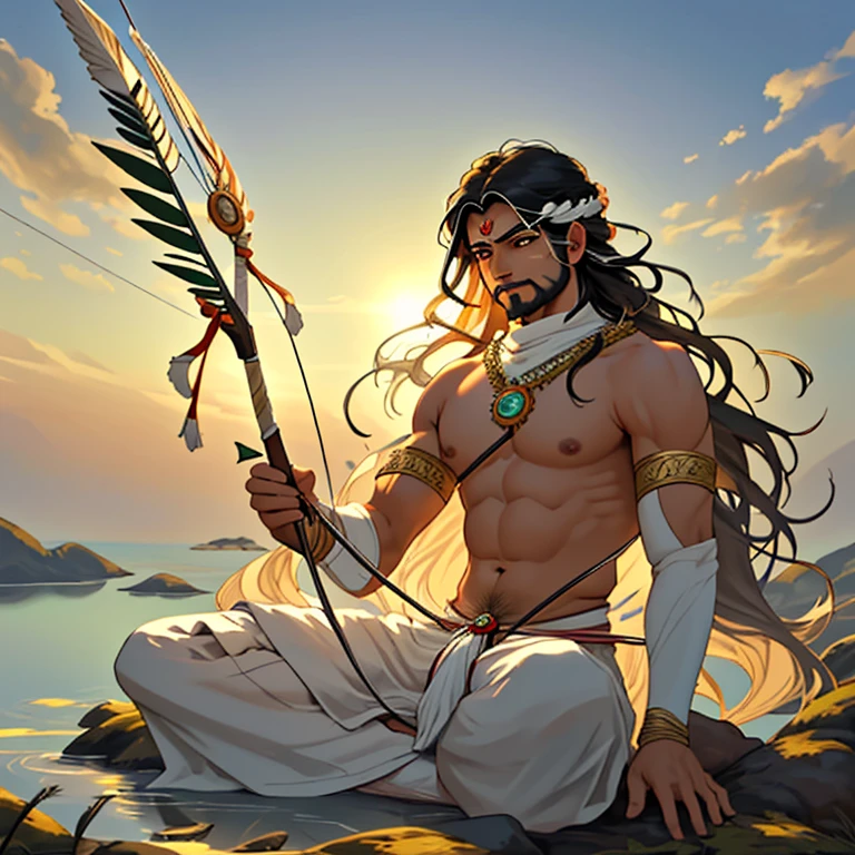Title: "Shiva's Rest: A Cyborg God's Respite"
artist's rendition of the revered Indian deity, Shiva, taking a pause in his divine duties,
embodied as a captivating cyborg Hindu godbody, inspired by the artistic vision of Kailash Chandra Meher,
proudly showcasing his godly form, with intricate details and realistic textures,
the destroyer lord, Shiva, sits atop a weathered rock,
arms crossed, exuding an aura of resilience and power,
gazing over the vast, desolate landscape with weary eyes,
wearing the iconic serene