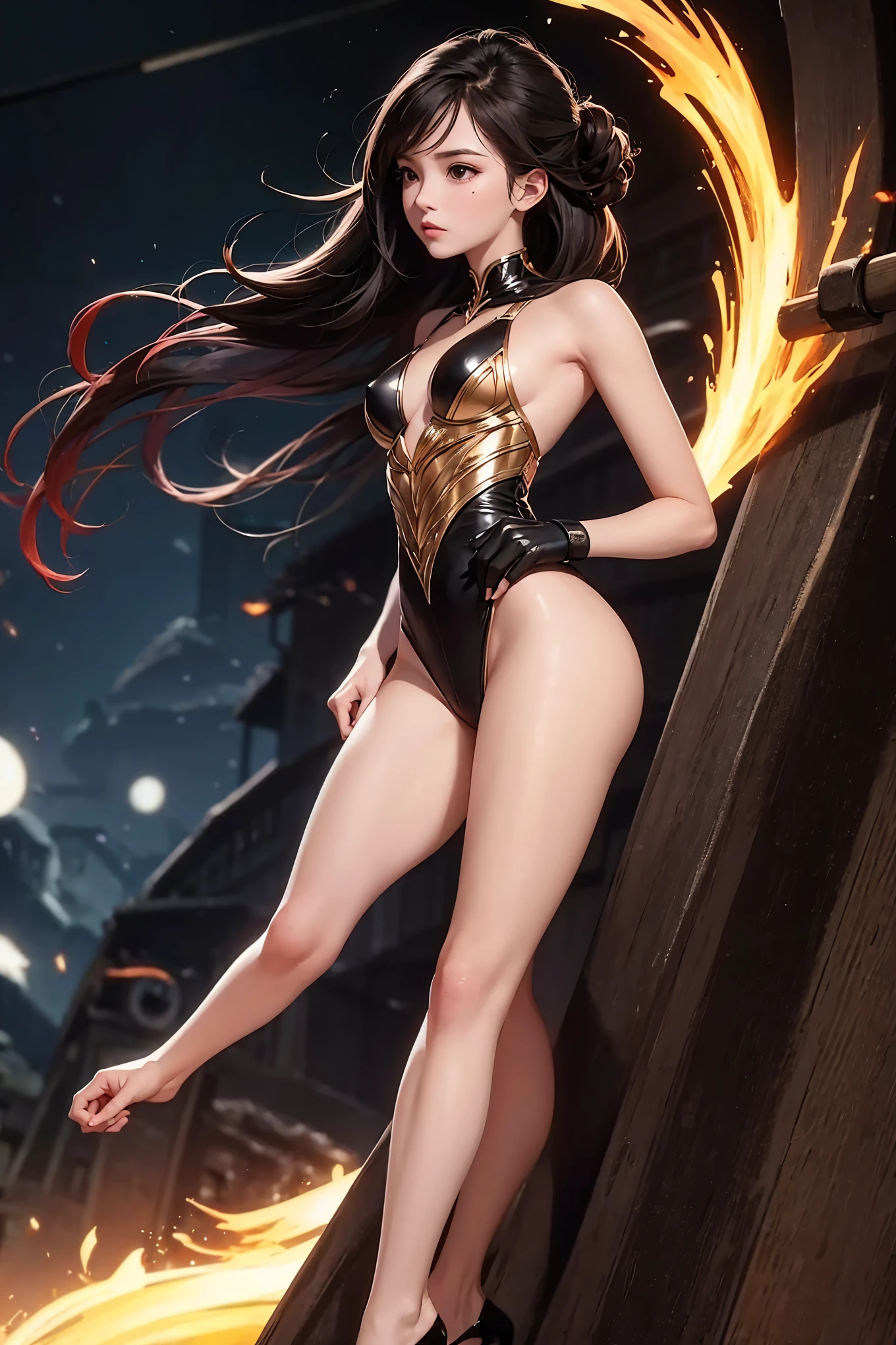 full body, phoenix girl, leotard
