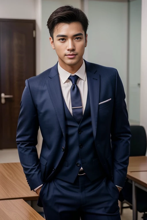 Fresh and handsome 30-year-old new employee、 (Super handsome guy in S-class suit)、 Japanese 30-year-old man、 merchant、 ultra luxury suit、 striped suit、 office、 Stand up in a suitSYoung handsome man、 Full body image、 (CG Unity 8K high-detail photos)、 (Very detailedSHandsome guy in class)、 (Photo real)、 ((Top quality))、 Ultra Detailed、 (masterpiece)、 Ultra-high quality、 High、 Viewer、 gentleman、 very beautiful hair、 bright photos、 As handsome as a model、 As handsome as an idol、 luxury watch,