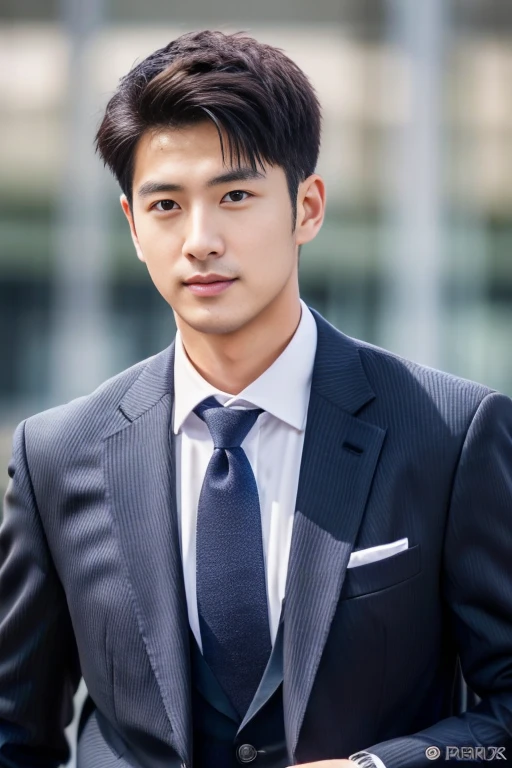 Fresh and handsome 30-year-old new employee、　（Super handsome guy in S-class suit）、　Japanese 30-year-old man、　merchant、　ultra luxury suit、　striped suit、　office、　Stand up in a suitＳYoung handsome man、　Full body image、　（CG Unity 8K high-detail photos）、　（Very detailedＳHandsome guy in class）、　（Photo real）、　　（（Top quality））、　Ultra Detailed、　（masterpiece）、　Ultra-high quality、　High、　Viewer、　gentleman、　very beautiful hair、　bright photos、　As handsome as a model、　As handsome as an idol、　luxury watch,