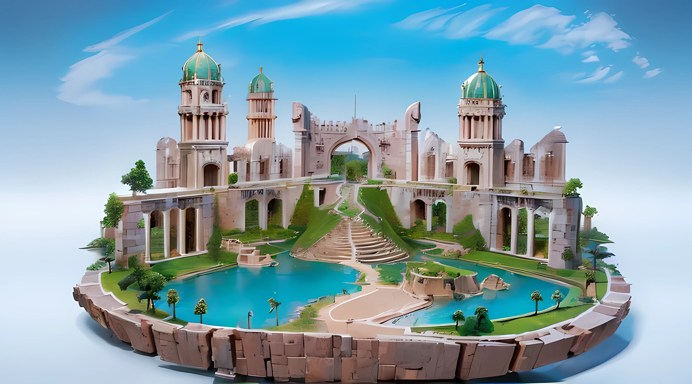 ((mejor calidad, 8K, obra maestra: 1.3)) panoramic of the ruins of a city, semi sumergida en el agua