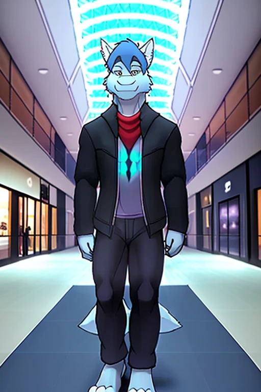 (((ace light blue fur with dark blue hair , 3d realistic Ray tracing lighting style inside of a mall looking around indoors no people in background))) , day, sexy, sensual, detailed, uploaded to e621, beautiful and detailed portrait of an anthropomorphic, (((male ))) uploaded to e621, zaush, foxovh, , thicc, alone, Japanese anime style, snowpride brown fur and purple hands and feet, Anime, 
#Style, #artstyle, #Artwork, 
videogame, 
, ,((( ace light blue fur with dark blue hair , 3d realistic Ray tracing lighting style inside of a mall looking around indoors no people in backgroundd )), 