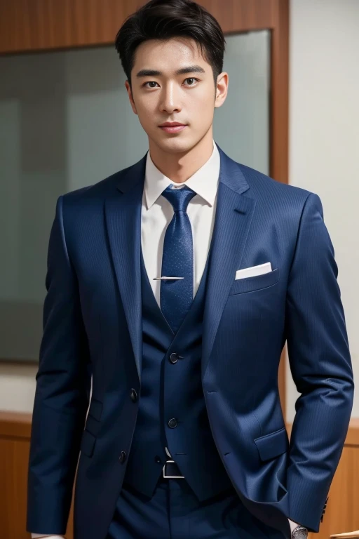 36-year-old fresh and handsome new employee、　（Super handsome guy in S-class suit）、　Japanese 36-year-old man、　merchant、　ultra luxury suit、　striped suit、　office、　Stand up in a suitＳYoung handsome man、　Full body image、　（CG Unity 8K high-detail photos）、　（Very detailedＳHandsome guy in class）、　（Photo real）、　　（（Top quality））、　Ultra Detailed、　（masterpiece）、　Ultra-high quality、　High、　Viewer、　gentleman、　very beautiful hair、　bright photos、　As handsome as a model、　As handsome as an idol、　luxury watch,