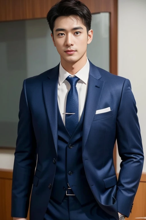 36-year-old fresh and handsome new employee、 (Super handsome guy in S-class suit)、 Japanese 36-year-old man、 merchant、 ultra luxury suit、 striped suit、 office、 Stand up in a suitSYoung handsome man、 Full body image、 (CG Unity 8K high-detail photos)、 (Very detailedSHandsome guy in class)、 (Photo real)、 ((Top quality))、 Ultra Detailed、 (masterpiece)、 Ultra-high quality、 High、 Viewer、 gentleman、 very beautiful hair、 bright photos、 As handsome as a model、 As handsome as an idol、 luxury watch,