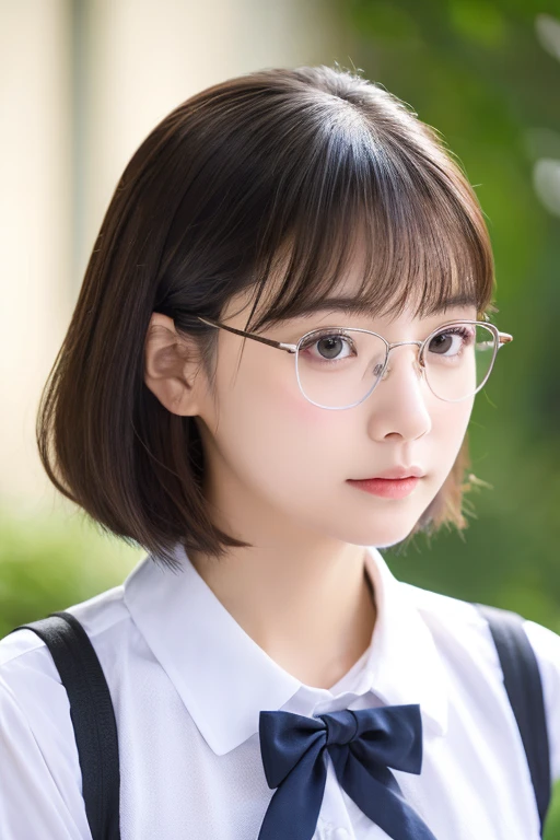Maid clothes、Inconspicuous、Quiet、beautiful girl、Japanese、Beautiful breasts、Short Bob、round face、rimless round glasses、Ultra-realistic capture, Highly detailed, High resolution 16k close-up of human skin. Skin texture must be natural, With such detail that pores can be finely identified. Skin should look healthy, In a uniform tone. Use natural light and color,(RAW Photo, Best Quality), best Quality, Highly Detailed, Masterpiece, Ultra Detailed