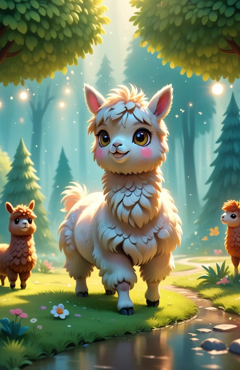 a girl with a playful smile, a cute and fluffy alpaca in a beautiful garden, soft sunlight streaming through the trees, vibrant flowers blooming in full color, lush green grass stretching endlessly, a gentle breeze rustling the leaves, the alpaca's warm and expressive eyes, the girl gently brushing the alpaca's soft fur, capturing the innocence and joy of their companionship, a whimsical touch of surrealism in the background, creating a dreamlike atmosphere, the artwork rendered in a mesmerizing mixture of illustrations and photorealistic painting techniques, showcasing the alpaca's intricate details, every strand of fur and every leaf rendered with utmost precision, vibrant colors that come to life, bringing the scene to a vivid reality, the composition bathed in warm and golden tones, creating a cozy and inviting atmosphere, the lighting casting beautiful shadows and highlights, adding depth and dimension to the artwork. (best quality,4k,8k,highres,masterpiece:1.2),ultra-detailed, (realistic,photorealistic,photo-realistic:1.37), HDR, UHD, studio lighting, ultra-fine painting, sharp focus, physically-based rendering, extreme detail description, professional, vivid colors, bokeh, portraits, landscape, fantasy, dream-like, warmth and coziness, golden tones, whimsical surrealism.