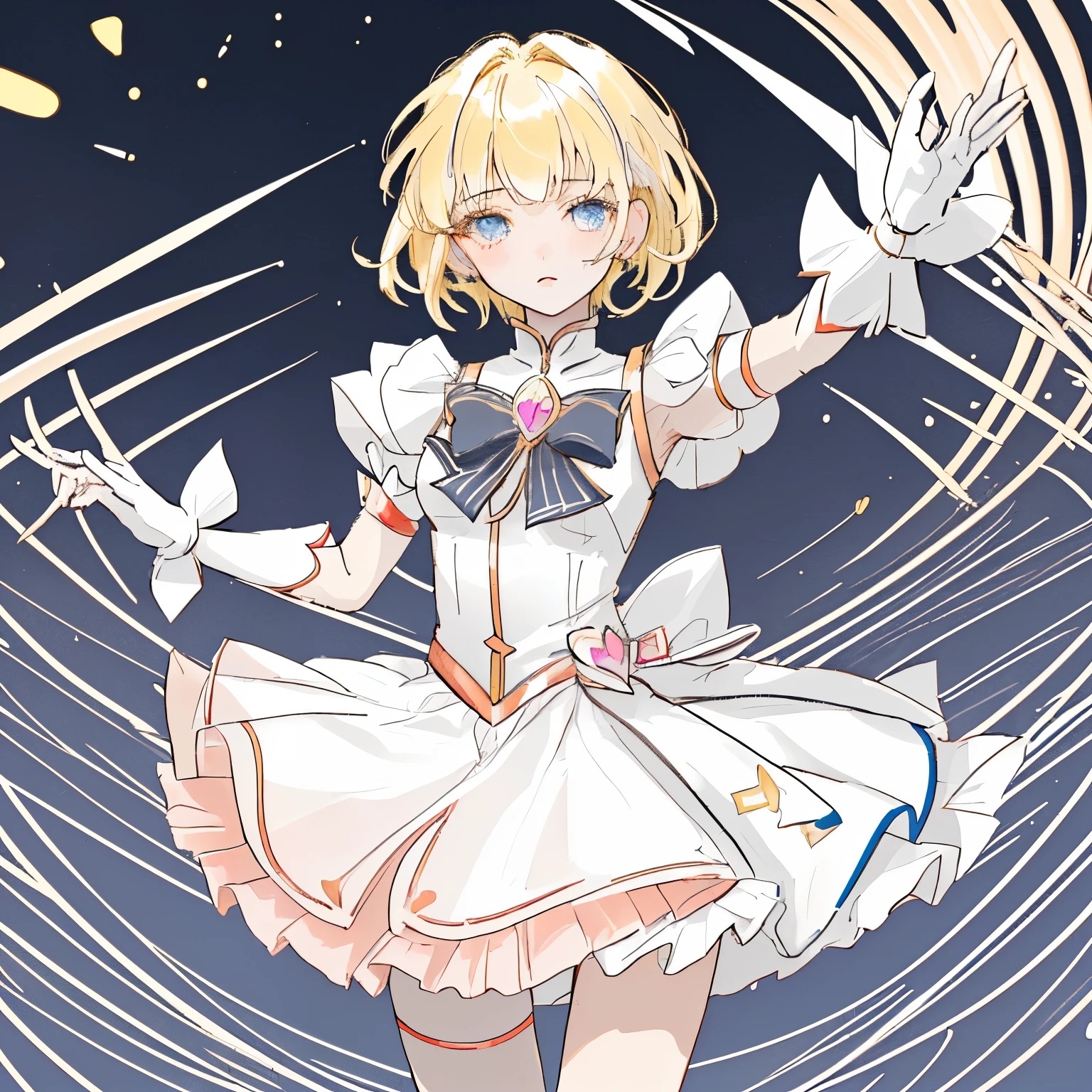 highest quality, masterpiece, One Girl, solo, Blonde gradation streaks, short hair,Magical girl