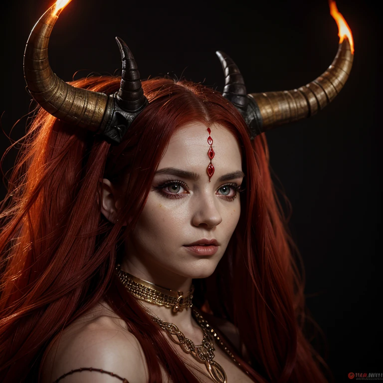 a caucasian woman, white-skinned woman, ram horns, sheep-like humanoid woman, monster girl, purple head hair, large breasts, large body, large buttocks, realistic, photorealistic, photo-realistic:1.37, highres, 8k, best quality, ultra-detailed, masterpiece:1.2, cinematic lighting, volumetric lighting, dramatic lighting, dramatic colors, dark fantasy, dark style, dark gothic, moody atmosphere, fantasy art