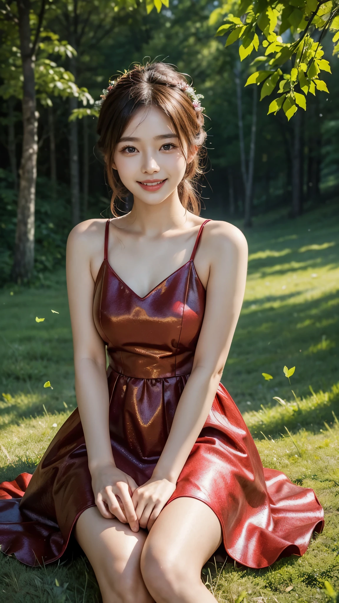 wearing a Cheongsam, shiny silk, floral design, looking at viewer, smirk, happy, medium shot, standing, outside, lake, night red torii, fireworks, high quality,masterpiece, (sakura trees, cherry blossom), (paper lanterns, lunar new year) <lora:PerfectFullBreasts-fCV3.5:1.0>, <lora:more_details:0.8>, <lora:GoodHands-vanilla:0.8>, <lora:Emma Watson:0.8> emma watson