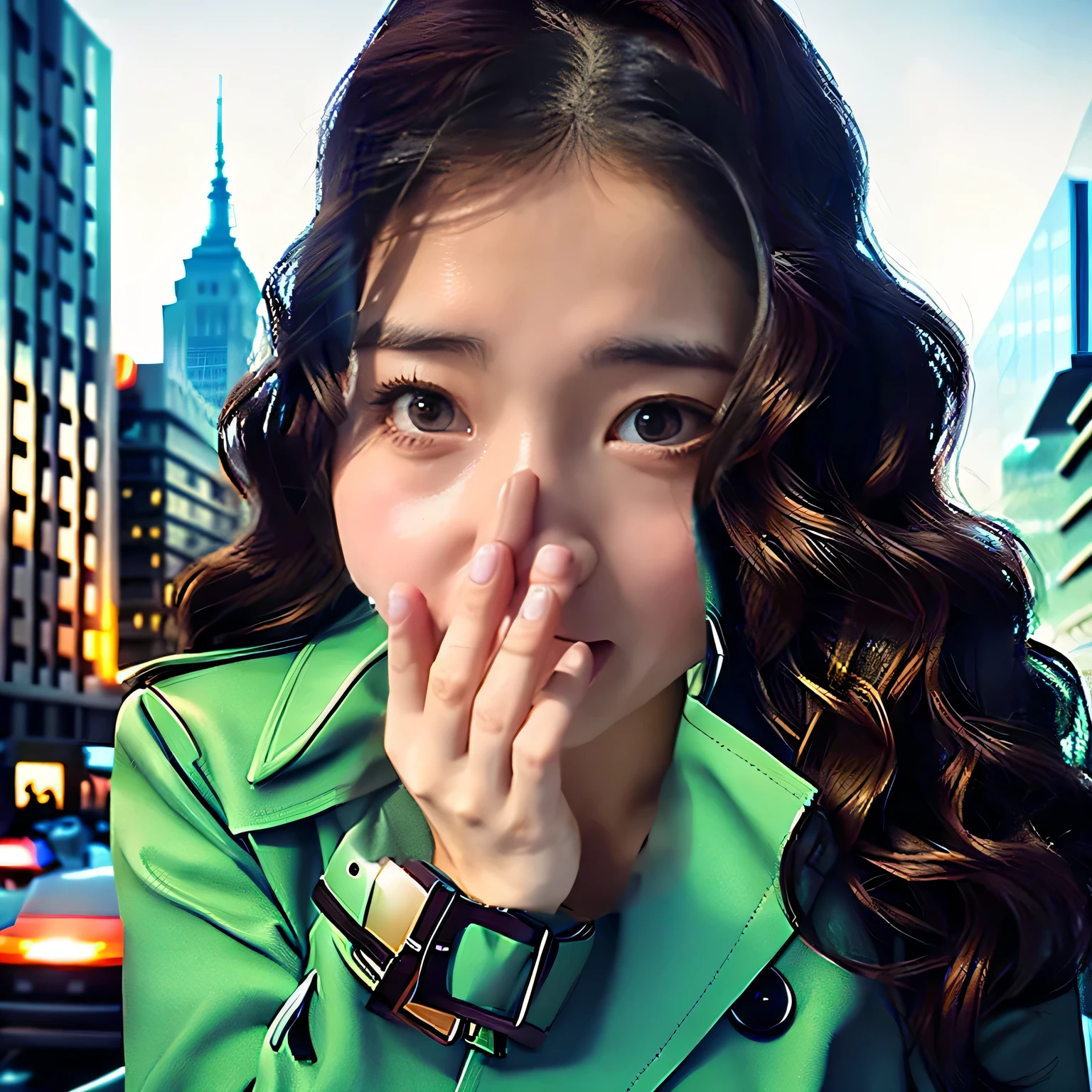Surprised expression,Put your hand over your mouth in surprise,Sweating,Trembling、