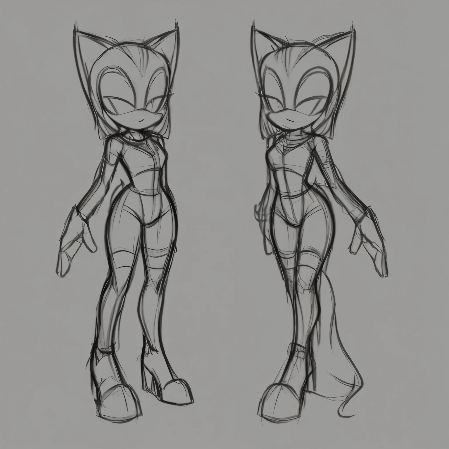 Female, Mobian, ((Sketch)), Sketch base, base, blank background, full body, reference