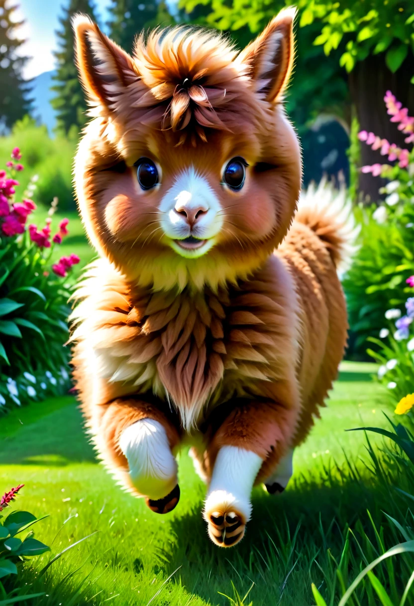 An Alpaca, aesthetic, (best quality,4k,8k,highres,masterpiece:1.2),ultra-detailed,(realistic,photorealistic,photo-realistic:1.37),alpaca,random things,cheerful expression,playful behavior,garden scenery,fluffy fur,curly hair,expressive eyes,natural surroundings,vibrant colors,soft sunlight,rainbow backdrop,joyful atmosphere,unpredictable actions,beautiful patterns,striking pose,friendly interaction,quizzical look,lovely demeanor,enjoying a snack,lush green grass,innocent charm,nose twitching,cute gestures,elegant posture,whimsical movements,endearing personality,lively energy,adorable creature,delightful surprises,amusing antics,delicate features,mischievous behavior,full of life,bouncing around,having fun,jumping over obstacles,charming presence,memorable moments,memorable moments,heartwarming sight,pleasant daydream,moment of magic,immersive experience.