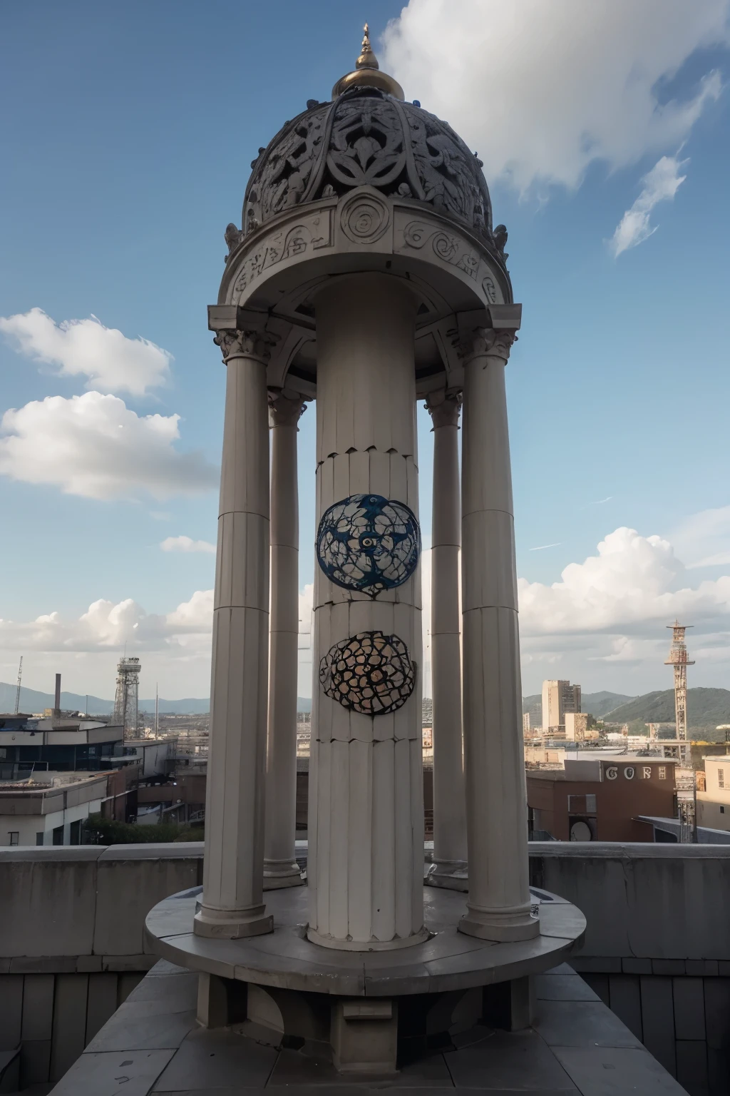 Generate a dependent mandala where the center is the product, the pillars are, planeja, prototipar, security, quality and support and behind the pillars are the cloud architecture teams, dev team, engenharia e analytics, QA and support