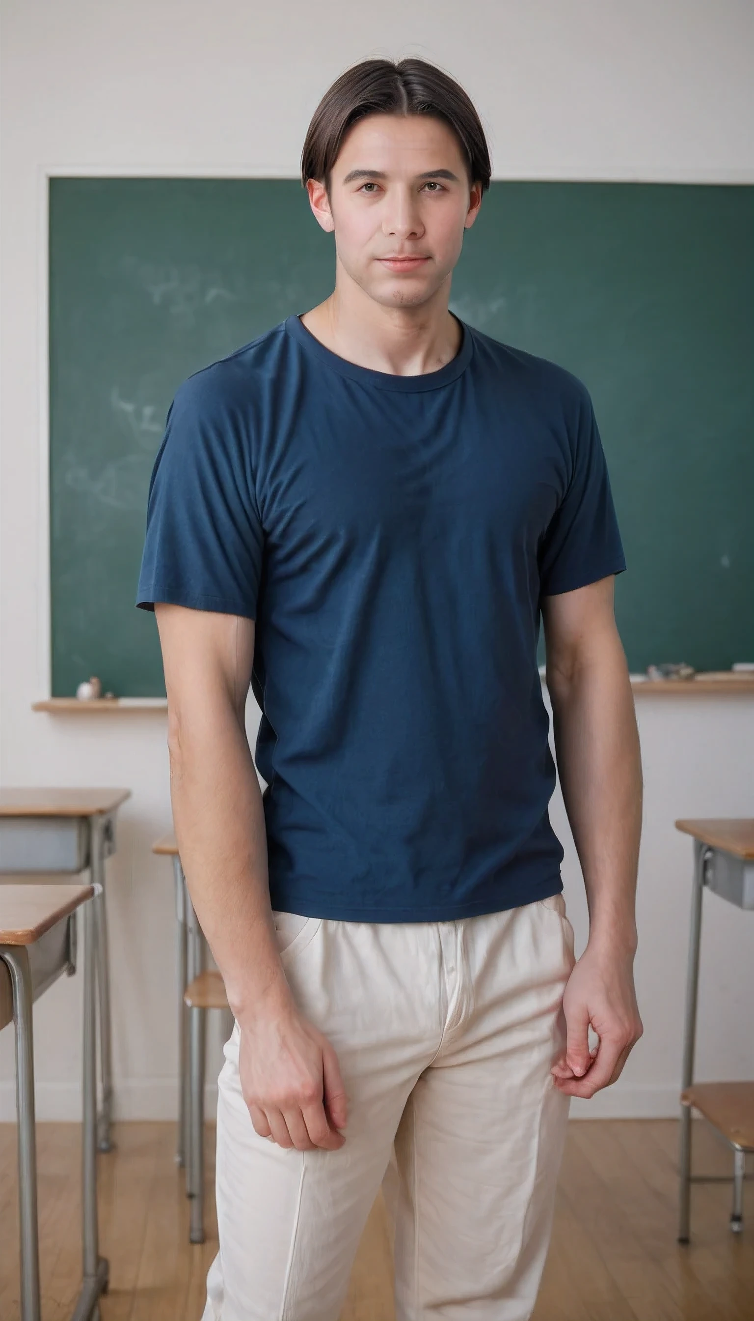 score_9, score_8_up, score_7_up, BREAK, source_real, raw, photo, Realistic photography , handsome mature Men muscular teacher ,classroom
