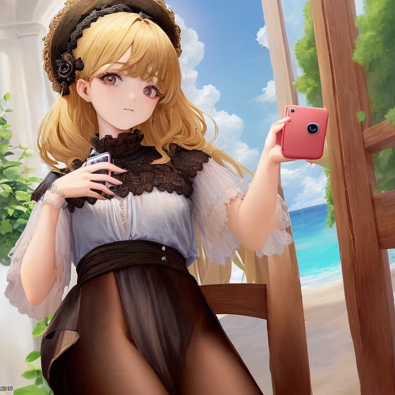 obra maestra, calidad superior, muy detallado, girl holding a phone