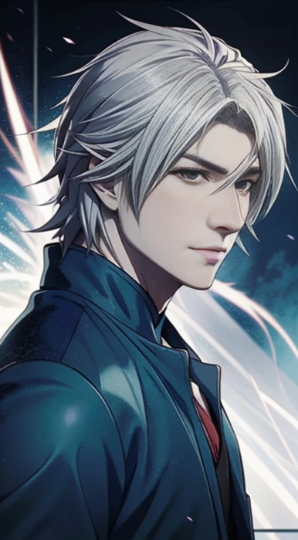 Close-up de um homem,com um olhar determinado em seus olhos,Pintura de figura bonita,Tem um gosto masculino,Man Guwitz,Arte em estilo Guviz,deus de cabelos brancos,Yang J.,Guvitz at pixiv art station。Personagens de anime armados com espadas e luz azul, keqing do impacto genshin, arte chave detalhada do anime, Handsome guy in the art of killing demons, Personagem do impacto Genshin, arte digital detalhada de anime, Genshin, Arte principal do anime, arte detalhada de personagem de anime, Badass anime 8 K, Nagito Komaeda, epic anime art, Ilustra??o de fantasia de anime