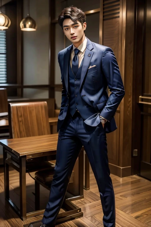 36-year-old fresh and handsome new employee、　（Super handsome guy in S-class suit）、　Japanese 36-year-old man、　merchant、　ultra luxury suit、　striped suit、　office、　Stand up in a suitＳYoung handsome man、　Full body image、　（CG Unity 8K high-detail photos）、　（Very detailedＳHandsome guy in class）、　（Photo real）、　　（（Top quality））、　Ultra Detailed、　（masterpiece）、　Ultra-high quality、　High、　Viewer、　gentleman、　very beautiful hair、　bright photos、　As handsome as a model、　As handsome as an idol、　luxury watch,