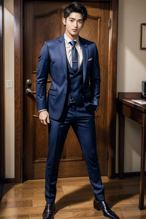 36-year-old fresh and handsome new employee、 (Super handsome guy in S-class suit)、 Japanese 36-year-old man、 merchant、 ultra luxury suit、 striped suit、 office、 Stand up in a suitSYoung handsome man、 Full body image、 (CG Unity 8K high-detail photos)、 (Very detailedSHandsome guy in class)、 (Photo real)、 ((Top quality))、 Ultra Detailed、 (masterpiece)、 Ultra-high quality、 High、 Viewer、 gentleman、 very beautiful hair、 bright photos、 As handsome as a model、 As handsome as an idol、 luxury watch,