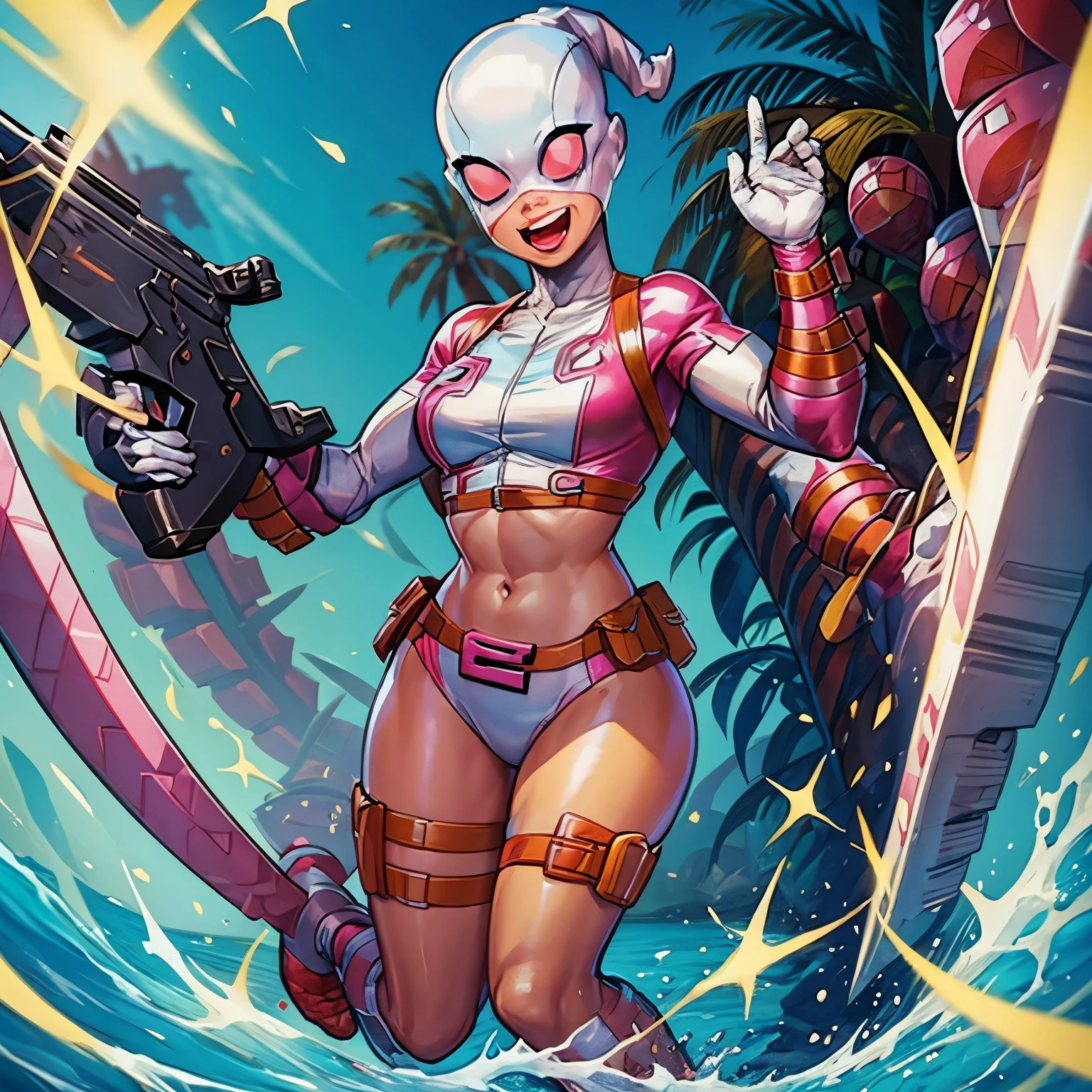 Muscular Gwenpool in a bikini 