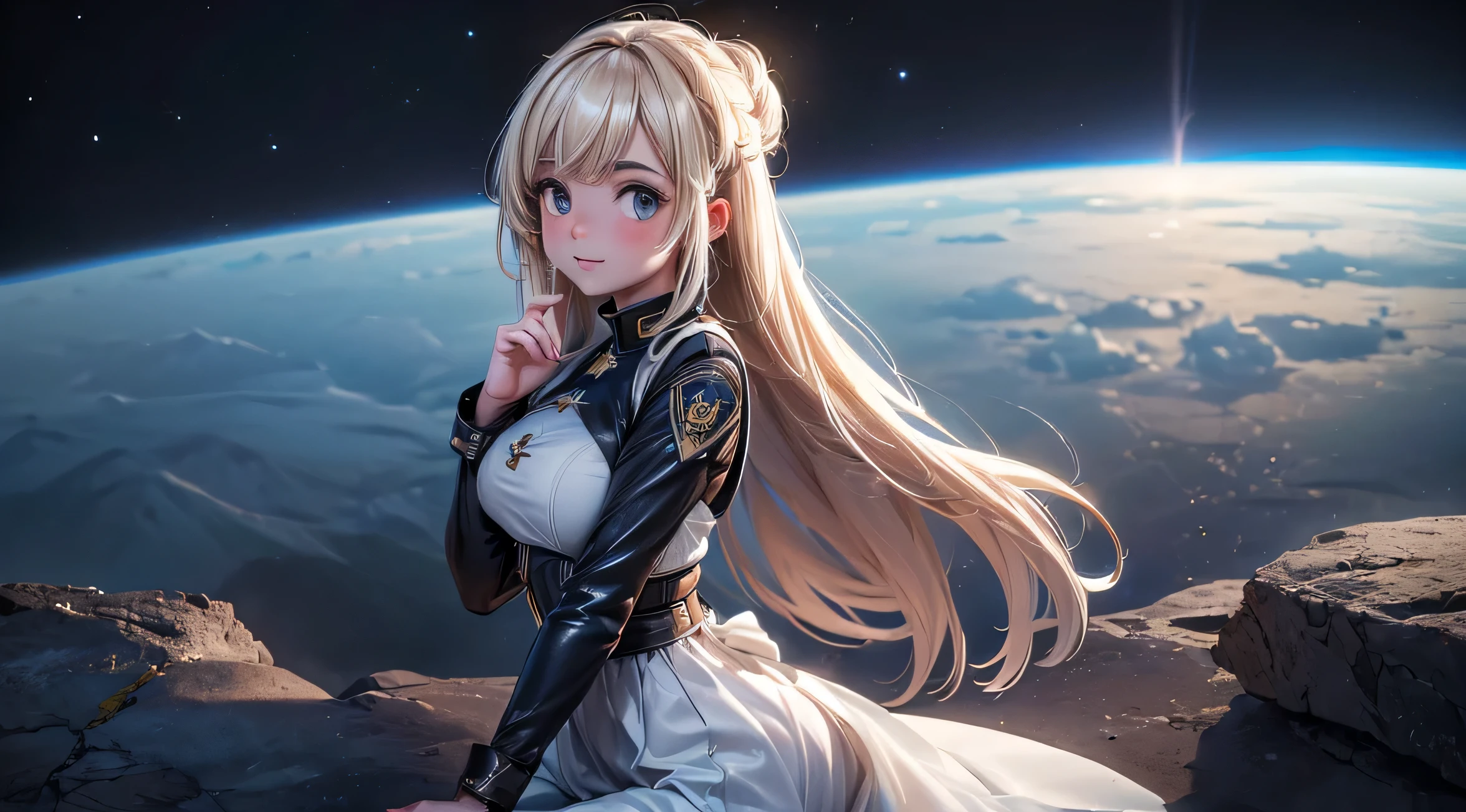 ((mejor calidad, 8K, obra maestra: 1.3)) panorama del espacio, un planeta con 3 lunas, el cielo lleno de estrellas,((ultra detallado)),((antecedente de calidad 1.3)), ultra HD, Unreal 5