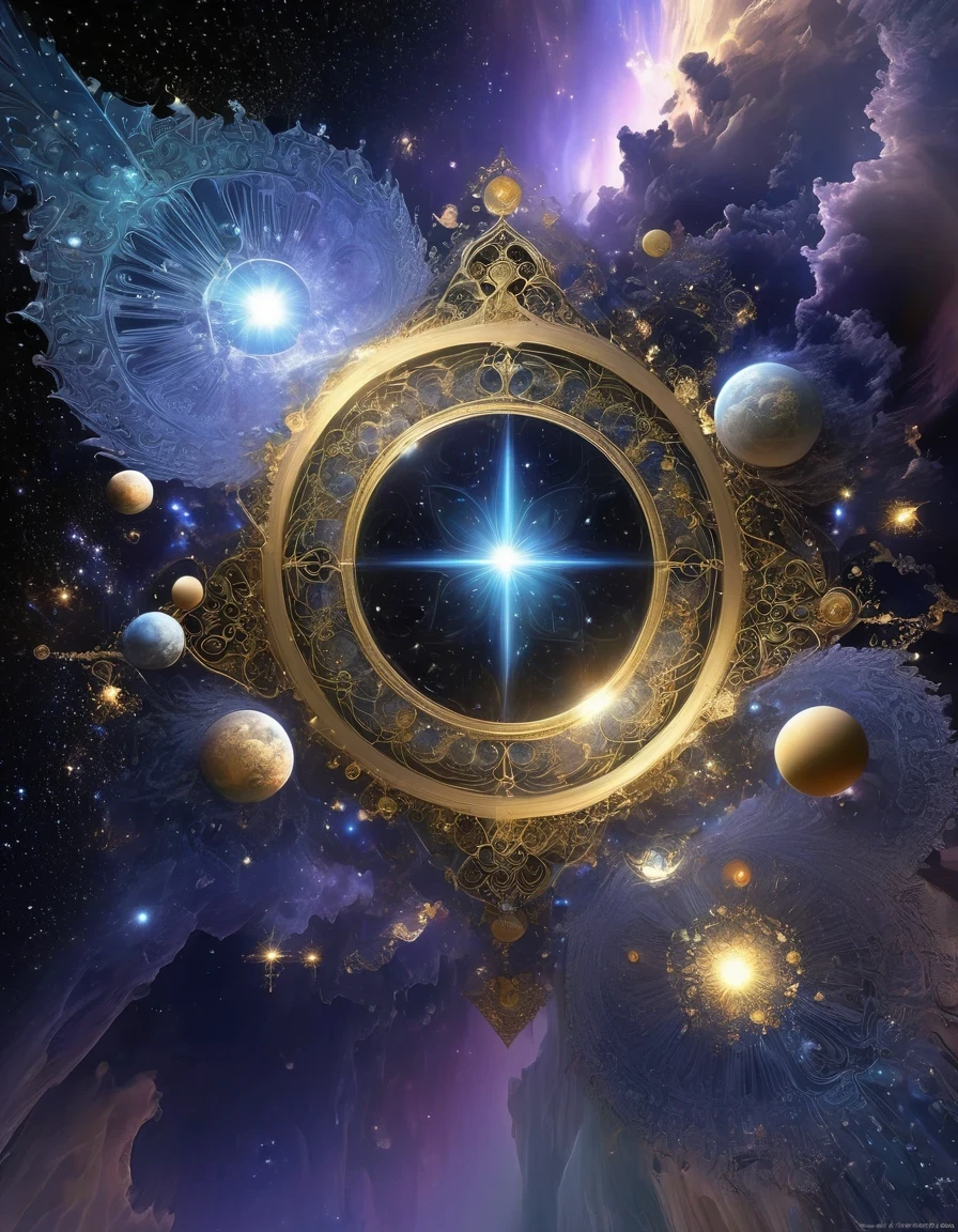 Magic Formation, Sacred geometry, Sharp focus, floating ghost mage, Heaven and earth collapsed, Möbius strip, Black Hole, A large number of meteorites floating, Combination magic circle, call, Transformation of matter and immateriality, gold planting, and other complex ritual combinations , Surreal digital art in the style of Mike Winkelmann, Rolf Armstrong style: Fractal, Alberto Vargas, and H's style.R. jiger. jiger,Magical Realism,classical realism,Surrealism,imagination,Science fiction,from another realm,impossible,Visual exaggeration,post cyberpunk,Nano punk,atom punck,assemble,circuit,lightpainting,Aries seat,♈︎,Taurus seat,♉︎,Twin seat. ♊︎,cancer,♋︎,Scorpio seat,♏︎,Libra seat,♎︎,seat,♍︎,lion seat,♌︎,Shooter seat,♐︎. Capricorn seat,♑︎,Water bottle seat,♒︎,Pisces seat,♓︎,Unreal Engine,Octane Rendering,V-Ray,High Detail,high quality,high resolution,Surrealism,16K,Ultra wide angle,Shooting at an elevated angle,,Bioluminescence,