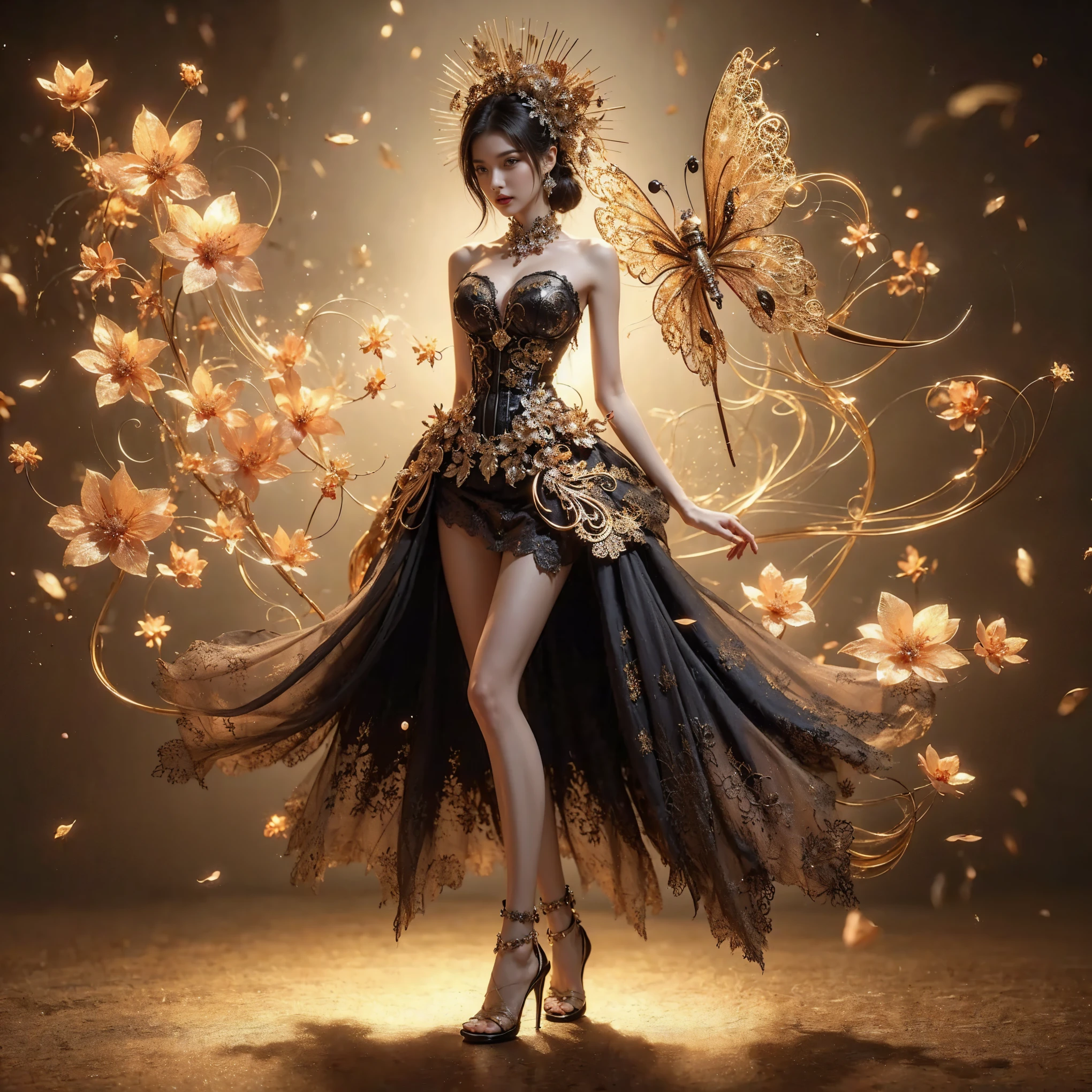 arafed woman with bustier gigantic breast in a corset and dress in front of a building, wearing an ornate outfit, ornate dress, intricate dress, elegant corset, ornate and elegant, extravagant dress, inspired by Hedi Xandt, ornate attire, intricate outfit, ornate royal gown, ornate clothing, ornate gown, intricate and elegant, intricate detailed dress, ornate , royal dress,  masterpiece, best quality:1.2),,(8k,highres,RAW photo,realistic,photo-realistic:1.3),(detailed skin texture,detailed cloth texture,beautiful detailed face:1.25),professional lighting,photon mapping,beautiful soft light,radiosity,physically-based rendering,raytracing, model shoot style, model shoot style, (extremely detailed CG unity 8k wallpaper), full shot body photo of the most beautiful artwork in the world,