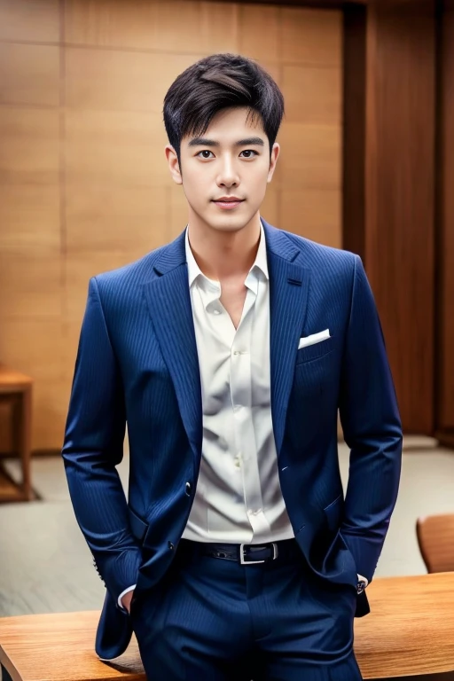 36-year-old fresh and handsome new employee、 (Super handsome guy in S-class suit)、 Japanese 36-year-old man、 merchant、 ultra luxury suit、 striped suit、 office、 Stand up in a suitSYoung handsome man、 Full body image、 (CG Unity 8K high-detail photos)、 (Very detailedSHandsome guy in class)、 (Photo real)、 ((Top quality))、 Ultra Detailed、 (masterpiece)、 Ultra-high quality、 High、 Viewer、 gentleman、 very beautiful hair、 bright photos、 As handsome as a model、 As handsome as an idol、 luxury watch,