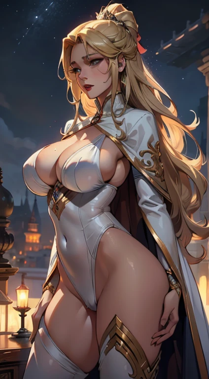 1female，16 yaers old，Huge ， solo， ，Russian princess， trpical garden，palaces，White transparent court costume， Pornographic exposure，Exposure of bikinis，Skysky，the night，  She has long flowing blonde hair，  genitalia，Sateen，Bigchest， From the front side， Wet straight hair， Sweating profusely，mostly cloudy sky,（tmasterpiece），（Very detailed CG unity 8K wallpaper），best qualtiy，cinmatic lighting，detailed back grounds ，ultra - detailed，tmasterpiece，）），facing at camera，A high resolution，ultra - detailed），climaxing，Very long hair，legs are open，Emotive expressions，Open-mouthed，Chest sagging，nakeness， Bulge，Expose the genitals，revealing breasts，Camel toes，with no underpants，extremely large bosom，Extremely colorful，Most detailed，fully body photo，The face is well lit,((beautiful Face))