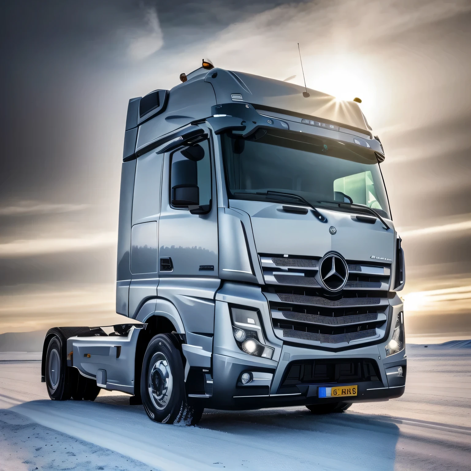  truck on snow and ice in snowy Alaska with northern lights sky at night, at night, northern lights, Alaska, Cold, at night, no light, 